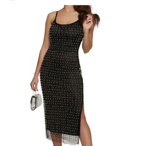 Haute Monde ( unbranded) pearl overlay black maxi  dress sexy fun date size L